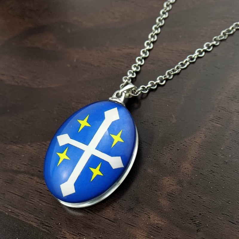 Blue Emblem Pendant Necklace