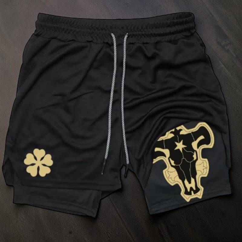 Black Bulls Clover Crest Shorts
