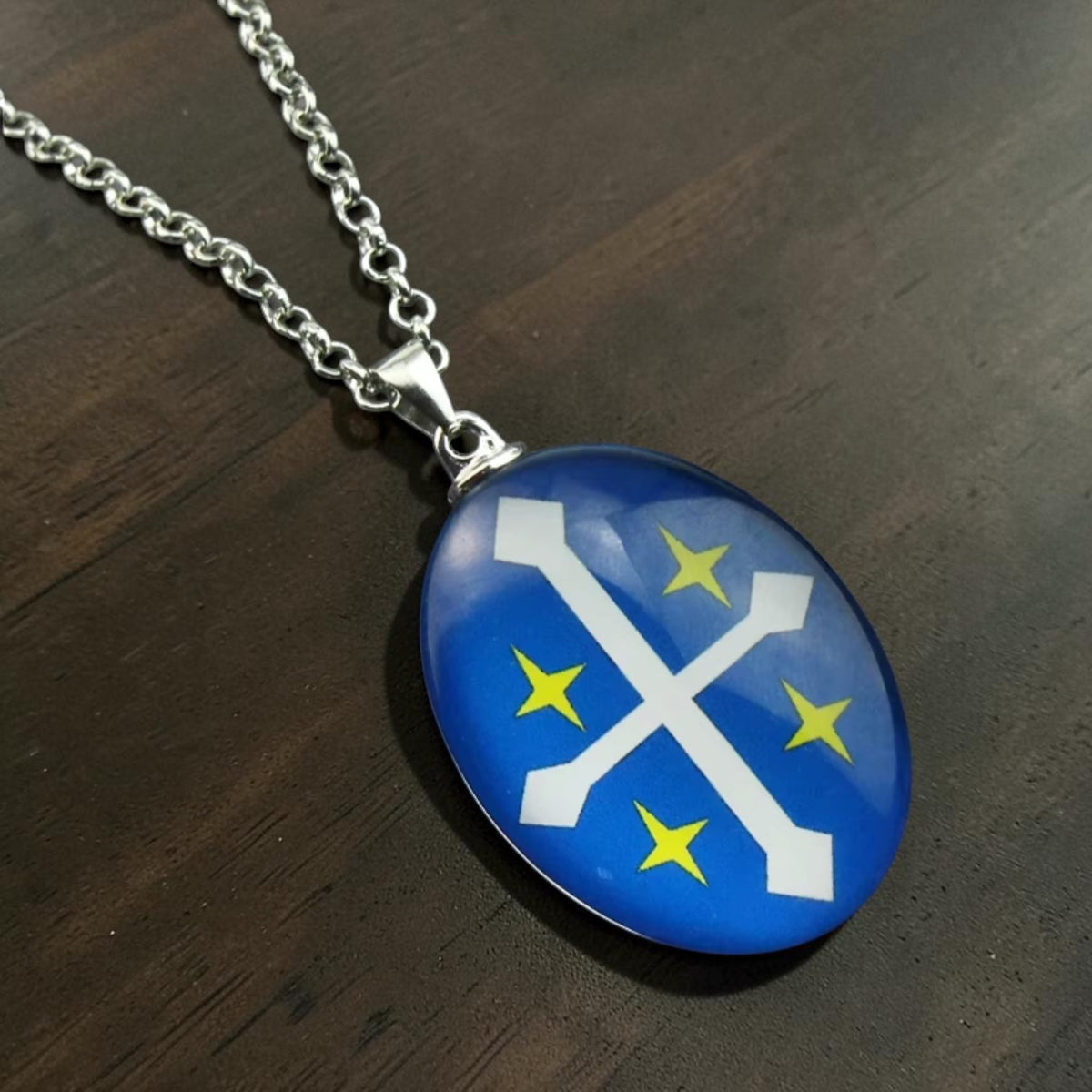 Blue Emblem Pendant Necklace