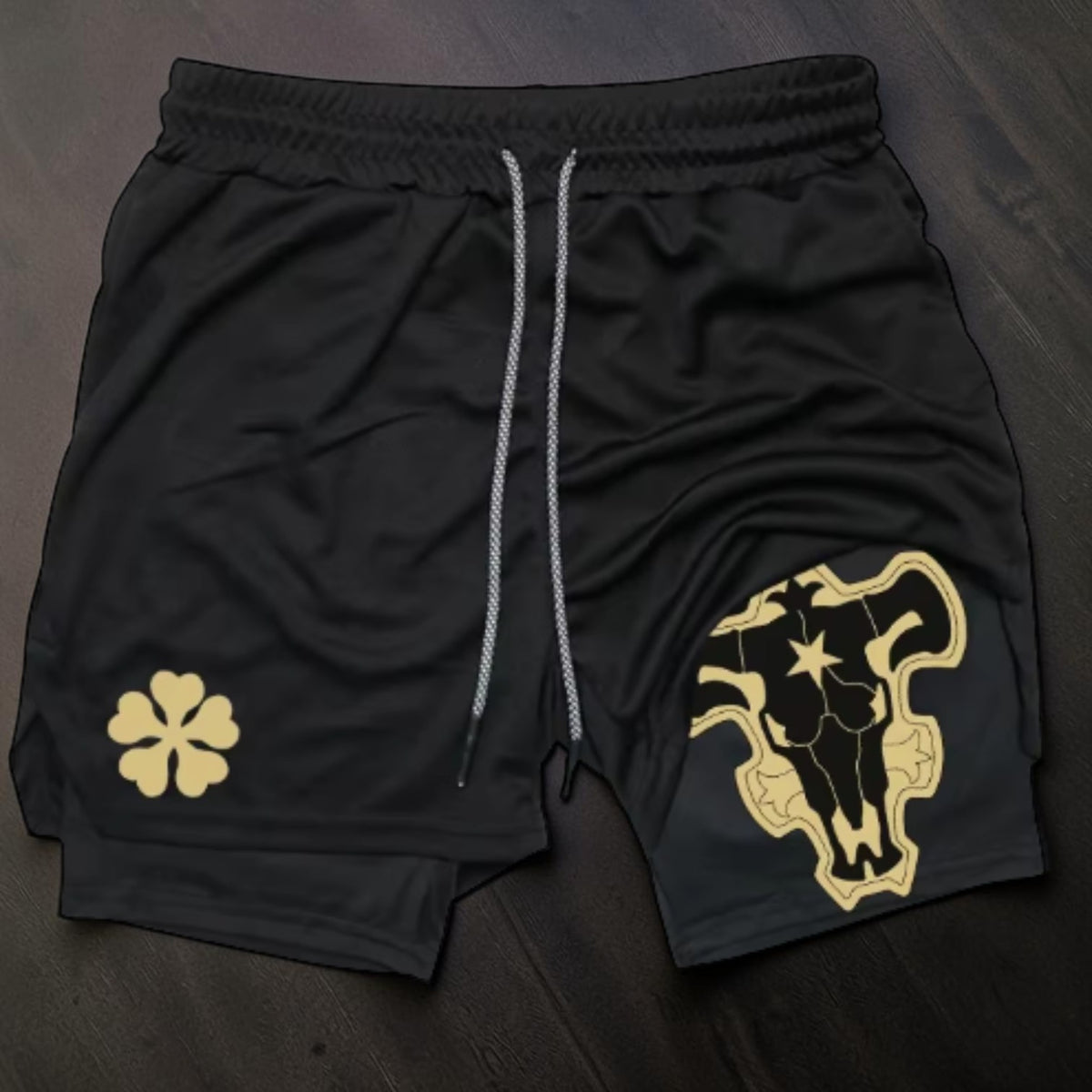 Black Bulls Clover Crest Shorts