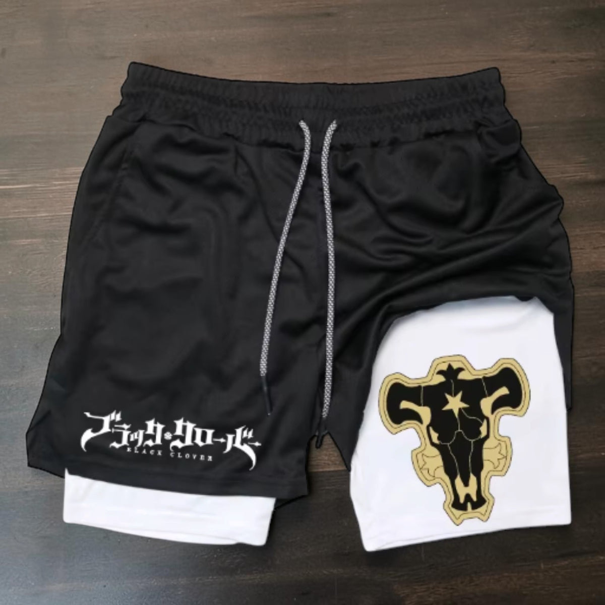 Black Bulls Wordmark Crest Shorts